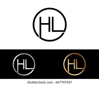 Hl Logo. Letter Design Vector with Red and Black Gold Silver Colors
