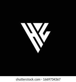 HL Logo letter monogram with triangle shape design template isolated on black background