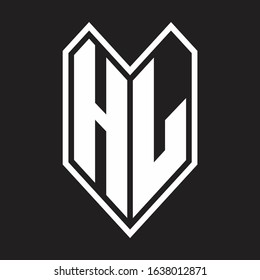 HL Logo monogram with emblem line style isolated on black background