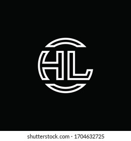 HL logo monogram with negative space circle rounded design template