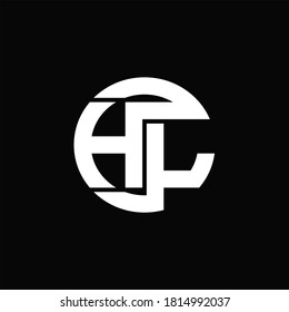 HL Logo monogram with rounded line swipe design template on black background