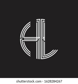 HL Logo monogram triple ribbon style line design template isolated on black background