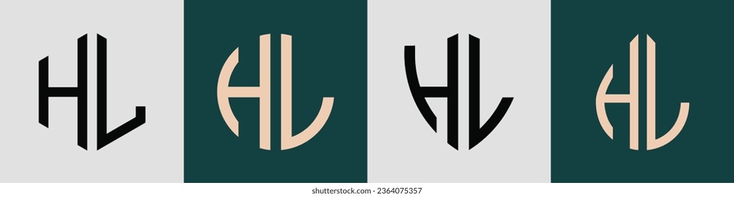 HL modern initial letter logo design vector bundle. It will be suitable for which company or brand name start those initial.