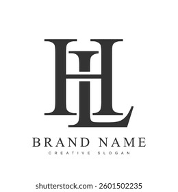 HL trendy logotype template. Initial letter h and l classic font style. Creative logo for company name or identity. Vector illustration.