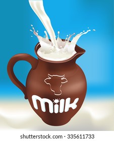 Hlineny jug with a splash of milk