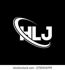 Logo da HLJ. Carta HLJ. Design do logotipo da letra HLJ. Logotipo HLJ inicial ligado com círculo e monograma maiúsculo. Tipografia HLJ para marca de tecnologia, negócios e imóveis.