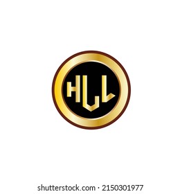 Diseño de logotipo de tres letras con círculo de color dorado
