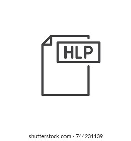 Hlp format document line icon, outline vector sign, linear style pictogram isolated on white. File formats symbol, logo illustration. Editable stroke