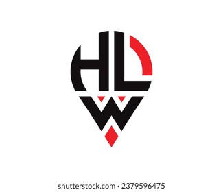 Diseño del logotipo de la forma de ubicación de la letra HLW. Diseño simple del logotipo de ubicación de la letra HLW.