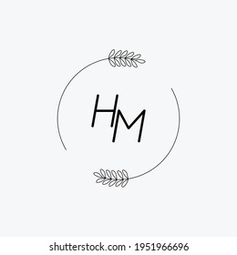 HM Beauty vector initial logo, handwriting logo of initial signature