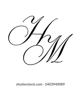 HM Calligraphy Monogram Initial Letters Logo