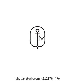 Diseño de logotipo de letra creativa de HM en concepto de ancla con diseño profesional de alta calidad que se imprimirá en cualquier medio impreso