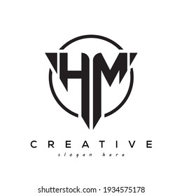 HM creative letter logo with gamming look