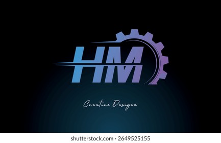HM Gear Fusion Logo – Industrial Tech-Inspired Letter mark Futuristic Industrial Letter Mark Design for Technology and Engineering Brands.