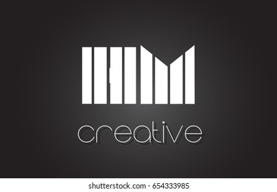 HM H M Creative Letter Logo Design With White and Black Lines.