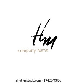 Hm H m Initial handwriting or handwritten logo for identity with beauty monogram and elegant logo design