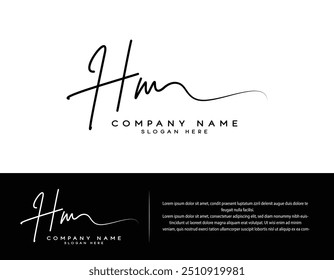 HM H M initial handwriting signature logo