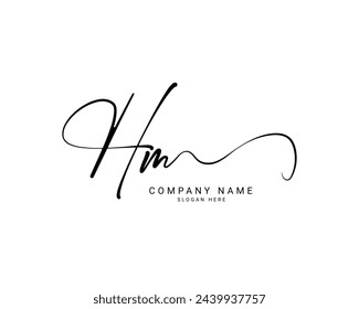 hm h m initial letter handwriting and signature logo