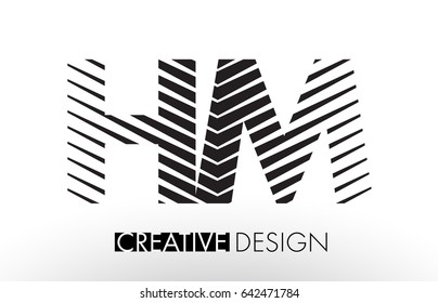 HM H M Lines Letter Design with Creative Elegant Zebra Vector Illustration.