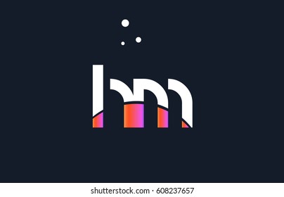 hm h m  pink modern creative purple alphabet white blue gradient company letter logo design vector icon template