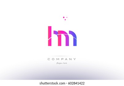 hm h m  pink purple modern creative gradient alphabet company logo design vector icon template