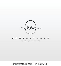 HM handwriting initial logo template vector.