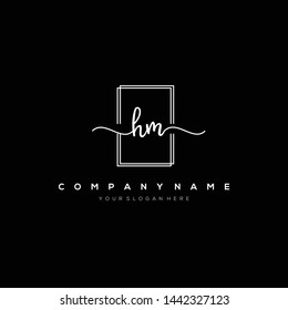 HM handwriting initial logo template vector.