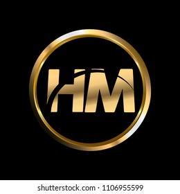 HM initial circle company logo gold black background