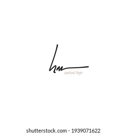 hm Erste Handschrift oder handgeschriebenes Logo für Identität mit Beauty-Monogramm und elegantem Logo-Design