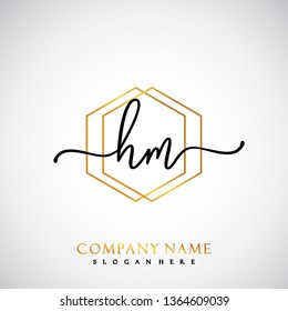 HM Initial Handwriting logo template vector