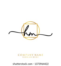 HM Initial handwriting logo template