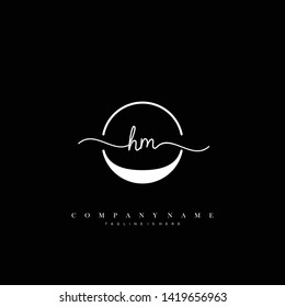 HM initial handwriting logo template vector