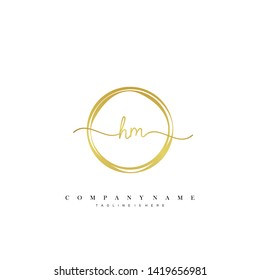 HM initial handwriting logo template vector