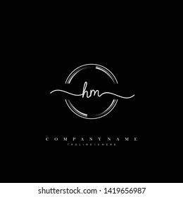 HM initial handwriting logo template vector