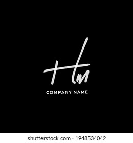 Hm initial isolated black background vector elegant handwriting signature for identity design abc typography sign font logo abstract illustration lettering letter luxury modern beauty monogram sign