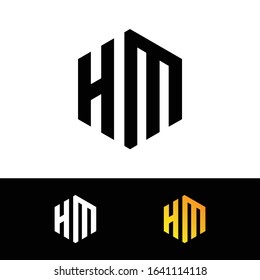 HM initial letters logo Hexagone shape