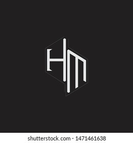 HM Initial Letters logo monogram with up to down style isolated on black background
