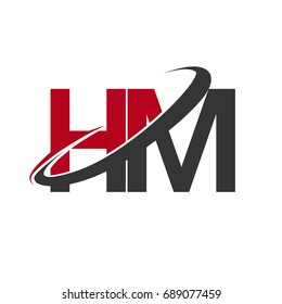 HM initial logo company name colored red and black swoosh design, isolated on white background. vector logo for business and company identity.