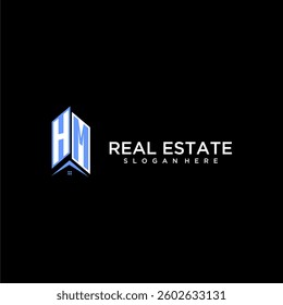 HM initial monogram building and roof logo for real estate