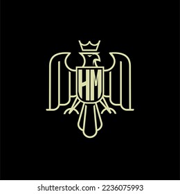 HM initial monogram logo for eagle  crown image vector design