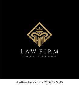 HM initial monogram logo for lawfirm with pillar in creative square design