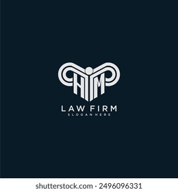 HM initial monogram logo lawfirm with pillar design
