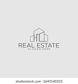 HM initial monogram logo for real estate with luxury building style