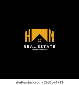 HM initial monogram logo for real estate with creative home design