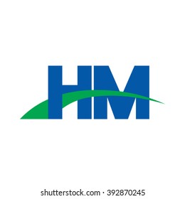 HM initial overlapping swoosh letter logo blue green