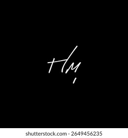 Hm design de logotipo de fonte de assinatura inicial