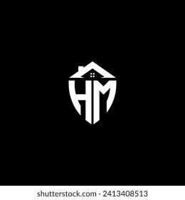 HM initials premium shield logo monogram with home designs modern templates