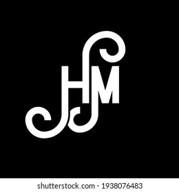 HM letter logo design on black background. HM creative initials letter logo concept. hm letter design. HM white letter design on black background. H M, h m logo