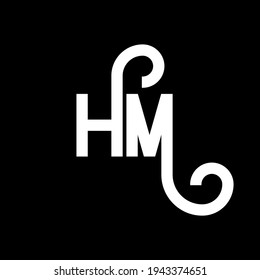 HM letter logo design on black background. HM creative initials letter logo concept. hm letter design. HM white letter design on black background. H M, h m logo