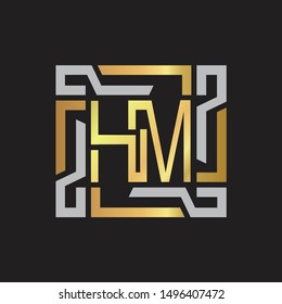 HM Letter logo initial capital monogram with abstract ornament
